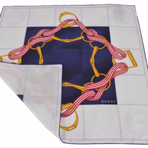 NWT GUCCI SILK INTERLOCKING GG TWILL NECK SCARF - Picture 2 of 5